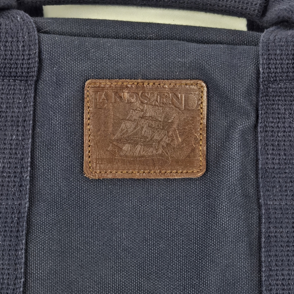90s Vintage Blue Lands End Messenger cross body Bag With Strap - Picture 2 of 11